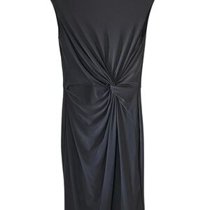 Ralph Lauren Women's Size 6 Gray Twist-Front Elegant Midi Dress Office Church